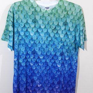 Jerzees Dri Power Sport Mermaid Scales T-shirt NEW